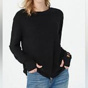 MIND BODY LOVE by Peace Love World Scuba Black Sweatshirt Top Thumb Hole Size M
